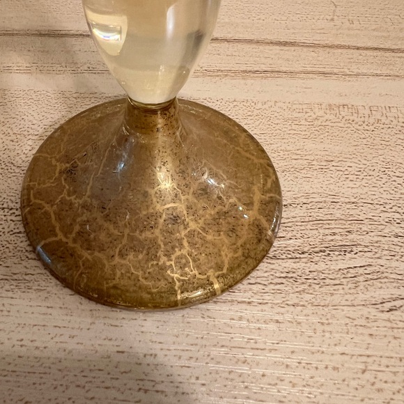 Bombay glass made in Poland tall light amber color with gold accents vase - Picture 5 of 8